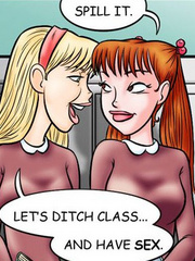 Adult comic. Let's ditch a class and have sex! - Cartoon Porn Pictures - Picture 2