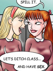 Porn comics. Two girls having fun in school - Cartoon Porn Pictures - Picture 4