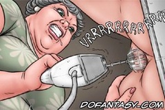 Bondage comics. Mom stretching captive girl's pussy for her reatrded son!