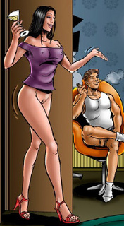 Humiliation comics. Sexy girl undresses in the bathroom!