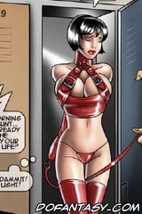 Sado comic. Three nurse, tied his colleague with big tits and have groupsex.