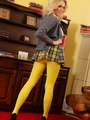 Beautiful blonde in yellow pantyhose and - Picture 2