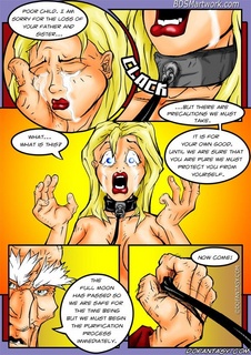 Slave comics. Naked girl awakened in the bed ang got leashed!