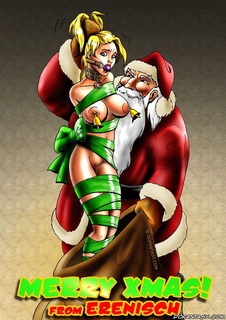 Bondage toons. Horny Santa captures young girls in his bag!