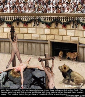 Bondage cartoons. Roman slaves sre gonna be eaten by lions on the arena!