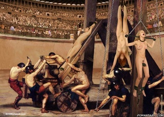 Roman Cartoon Porn Art - Bondage toons. Roman slave crucified and has her pussy whipped!