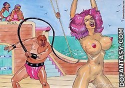 Bdsm art. Congratulations slave! You lost suck contest! Now the crew are gonna enjoy you!