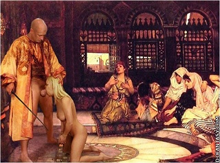 Slave comics. Harem wives watch as new slave suck their husband's cock!