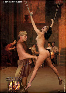 Bondage toons. Captured slave sucks noble Roman cock!