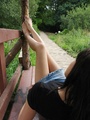 Bare feet young dark haired teen chick - Picture 5