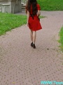 Sexy shaped teen brunette in red dress - Picture 3