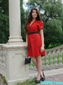 Sexy shaped teen brunette in red dress - Picture 7