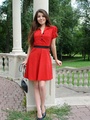 Sexy shaped teen brunette in red dress - Picture 8
