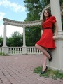 Sexy shaped teen brunette in red dress - Picture 10