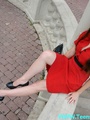 Sexy shaped teen brunette in red dress - Picture 15