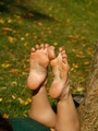 Perfect feet brunette teen in green - Picture 9