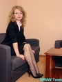 Curly hair erotic office girl exposing - Picture 1
