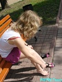 Stunnung teen blonde in pink miniskirt - Picture 8