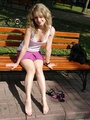 Stunnung teen blonde in pink miniskirt - Picture 9