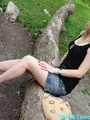 Petite body erotic blonde teen in jeans - Picture 1