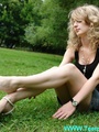 Sexy feet blonde stunner in miniskirt - Picture 1