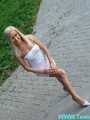 Adorable blonde bimbo in pink miniskirt - Picture 5
