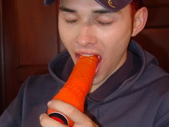 An orange dildo is going to and - Sexy Women in Lingerie - Picture 2